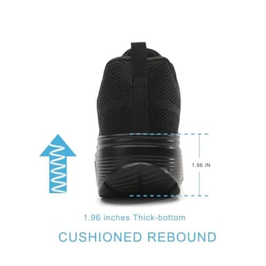RUIDENG Women's Hiking Shoes Lightweight | Women Walking Sneakers Platform | Air Cushion Thick Rocker Bottom All Black Size 6.5 - Image 6