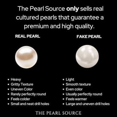 The Pearl Source Real Pearl Necklace for Women with AAA+ Quality Round White Freshwater Genuine Cultured Pearls (White Gold, 9-10mm) - Image 5