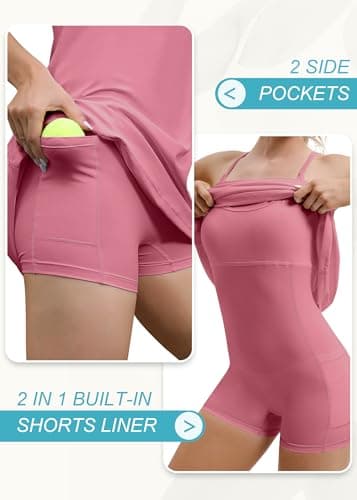 IUGA Tennis Dress for Women Athletic Golf Workout Dress with Built-in Shorts and Bra, Adjustable Straps & Pockets - Image 3