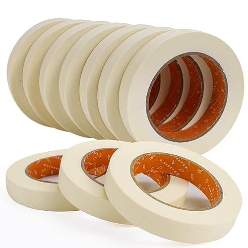 SEBETOW Masking Tape Bulk 10 Packs 0.75 Inch - Masking Tapes Artist Drafting Tapes White Beige, General Purpose for Craft, Art, Office, School, 3/4 Inch x 55 Yards x 10 Rolls - Image 1