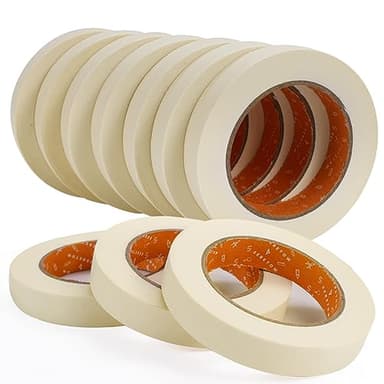 SEBETOW Masking Tape Bulk 10 Packs 0.75 Inch - Masking Tapes Artist Drafting Tapes White Beige, General Purpose for Craft, Art, Office, School, 3/4 Inch x 55 Yards x 10 Rolls - Image 1