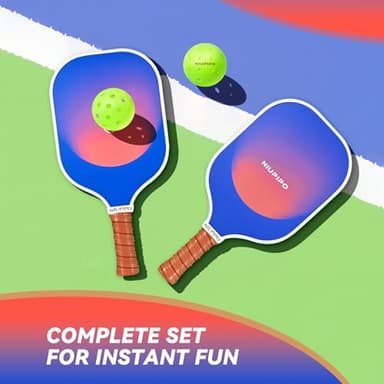 Niupipo Pickleball Paddles - Carbon Fiber Pickleball Paddle Set of 2 with Advanced Friction Coating Paddle Face & Enhanced Sweet Spot, Comes with 4 Balls, 2 Overgrips, 2 Ball Pickers & a Pro Bag - Image 7
