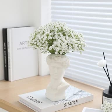 30pcs Babys Breath Artificial Flowers for Indoors Fake Plastic Plants Faux Shrubs Greenery Wheat Grass for Spring Summer Window Box Office Table Kitchen Home Decoration (White) - Image 6