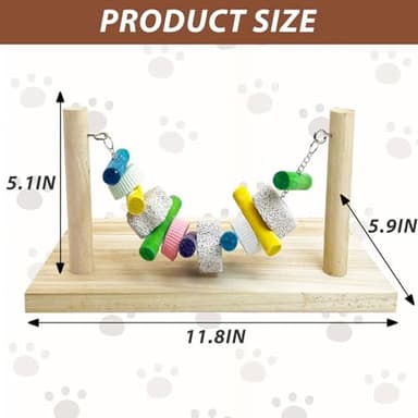 kathson Hamster Wood ledges Platform, Wooden Chinchilla Ledges Platform with Lava Ledge Blocks Chew Toys Pet Cage Resting Wooden Shelf Chinchilla Cage Accessories for Hamster Guinea-Pigs Mouse - Image 6