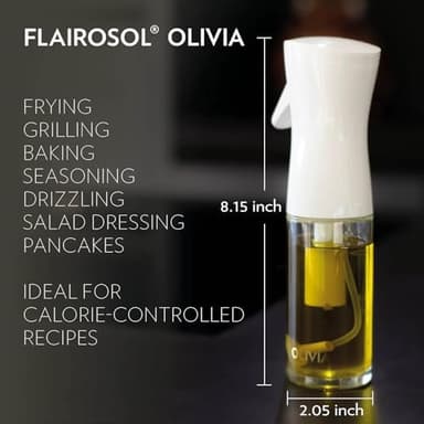FLAIROSOL OLIVIA. The Original Advanced Oil Sprayer for Cooking, Salads, BBQs and More, Continuous Spray with Portion Control, Trusted by Chefs. Patented Technology. (Glass Bottle) (Golden Leaves - Image 6