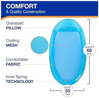 SwimWays Spring Float Premium Hammock Pool Lounger, Inflatable Pool Floats Adult with Fast Inflation for Ages 15 & Up, Sky Blue - Image 3