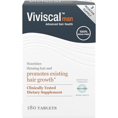 Viviscal Men's Hair Growth Supplements for Thicker Fuller Hair, Clinically Proven Collagen Complex, 180 Tablets 3 Month Supply - Image 1
