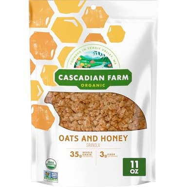 Cascadian Farm Organic Granola, Oats and Honey Cereal, Resealable Pouch, 11 oz - Image 1