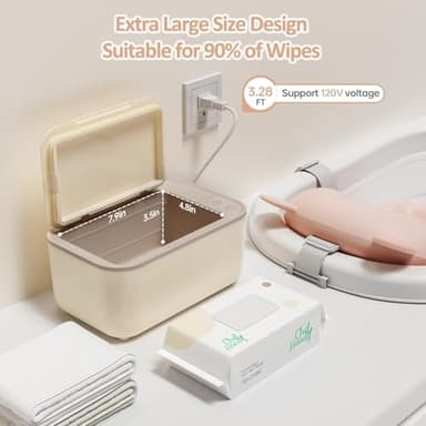 Baby Wipe Warmer, Wipe Warmer and Baby Wet Wipes Dispenser, 3 Mode Temp Control, Large Capacity, Evenly Overall Heating, Silence for Babies, Portable Diaper Wipe Warmer with Changing Light (Yellow) - Image 6