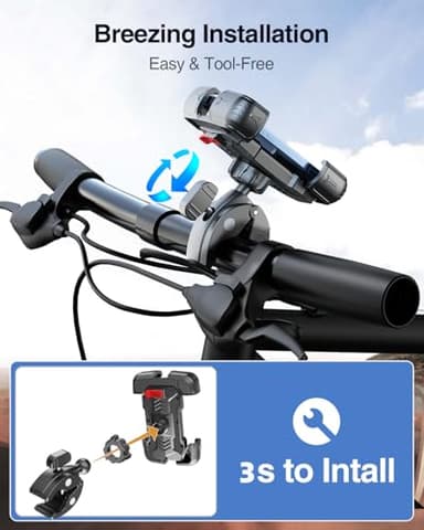 Bovemanx Motorcycle Phone Mount Holder, [150mph Wind Anti-Shake][7.2inch Big Phone Friendly] Bike Phone Holder, Motorcycle Handlebar Cell Phone Clamp, Compatible with iPhone 16 Pro Max, Black - Image 6