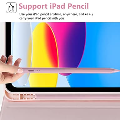 MMK iPad A16 Case (2025, 11"), iPad 10th Generation Case with Keyboard (2022, 10.9"), Wireless Detachable Keyboard, Pencil Holder (Pink) - Image 7