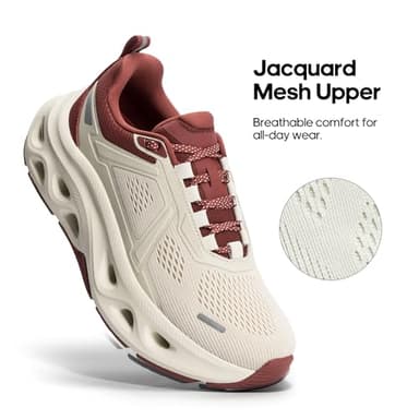NORTIV 8 Women's Comfortable Walking Shoes Running Tennis MovePropel Athletic Gym Workout Jogging Fashion Sneakers,Size 11,Beige/Burgundy,SNWS247W - Image 5