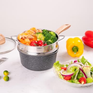 JEETEE 1.5 Quart Saucepan with Steamer Basket, Small Sauce Pot with Lid，Nonstick Coating with Pour Spout, Induction Compatible Cookware Sauce Pan for Cooking, PFOA/PFOS Free - Image 7