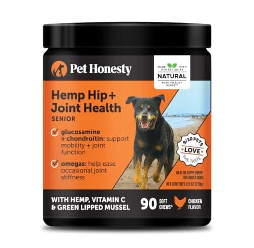 Senior Hemp Hip & Joint Supplement for Dogs - Dog Joint Supplement with Hemp Oil & Powder, Glucosamine, Collagen, MSM & Green Lipped Mussel - Mobility for Senior Dogs (Chicken 90) - Image 1