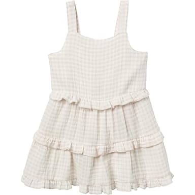 Modern Moments by Gerber Baby Girls' Women Mommy and Me Gauze Dress, Tan Gingham, Medium - Image 3