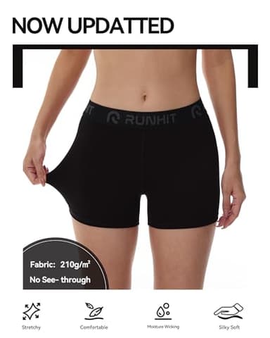 Runhit 3 Pack Compression Shorts for Women High Waisted 3" Volleyball Shorts Womens Spandex Shorts Workout Athletic Yoga Black Black Black L - Image 3