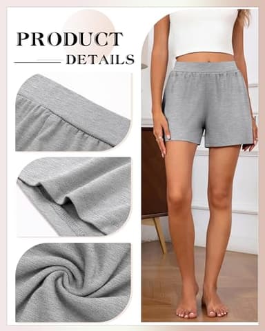 Neer 3 Pack Soft Casual Shorts for Women, Lounge Shorts Comfy Elastic Waist Bottoms for Summer Walking Gym Sleep Indoor(Black, Heather Gray, Light Heather Gray,XL) - Image 6