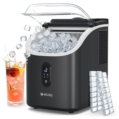 ecozy Ice Cube Makers Countertop, 33lbs Per Day Portable Ice Machine, Self-Cleaning Ice Maker Machine with 1.5L External Water Tank for Home Office Party Bar - Image 1