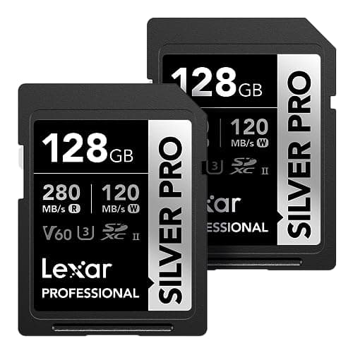Lexar 128GB (2-PK) Professional SILVER PRO SD Card, UHS-II, C10, U3, V60, Full HD, 4K, Up To 280MB/s Read SDXC Memory Card, for Professional Photographer, Videographer, Enthusiast (LSDSIPR128G-B2NNU) - Image 1