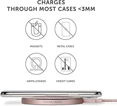 Native Union Drop - High Speed Wireless Charger [Qi Certified] 10W Non-Slip Fast Wireless Charging Pad - Compatible with iPhone 12/12 Pro/12 Pro Max/12 mini/11/11 Pro/11 Pro Max (Rose - Image 6