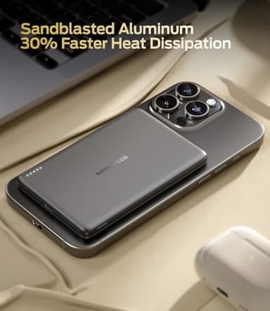 MOVE SPEED 0.3'' Ultra Slim MagSafe Portable Charger, 5000mAh Magsafe Battery Pack iPhone 17 Air Accessories, Magnetic Power Bank with USB C Port for iPhone 17 Pro Max Air/16/15/14/13/12, Glacier Gray - Image 4