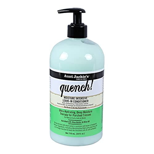 Aunt Jackie's Curls and Coils Quench, Large 24oz Family Sized Pump, Moisture Intensive Leave-In Hair Conditioner for Natural Curls, Coils and Waves, Enriched With Shea Butter, Green…