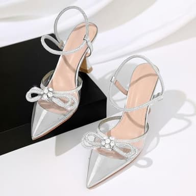 Susanny Women's High Heels Clear Closed Toe Strappy Heels Sexy Rhinestone Ankle Strap Pumps Wedding Bridal Party Dress Shoes Silver Heels 10 - Image 9