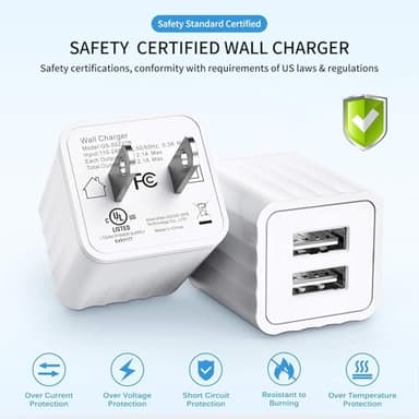 iPhone Charger,[Apple MFi Certified] Fast iPhone Charger 2PACK 6FT Lightning Cable Cord Fast Charging Dual 2 Port Plug USB Wall Charger Compatible with iPhone 14 13 12 11 Pro Max XS XR X 8 Plus 7 iPad - Image 4