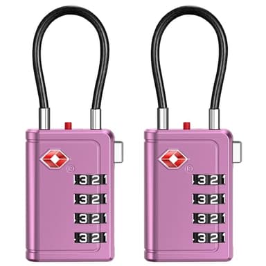 Puroma TSA Approved Luggage Travel Locks with Open Alert Indicator, 4 Digit Combination Resettable Code Zinc Alloy Lock for Suitcase, Backpack, Bag, Toolbox, Locker (2 Pack, Rose Purple) - Image 1
