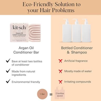 Kitsch Argan Oil Conditioner Bar – Repairing Hair Conditioner for Damaged Hair, Anti-Frizz – Strengthening, Moisturizing Hair Care – Paraben, Silicone & Sulfate-Free – Made in USA - 2.7 oz - Image 6