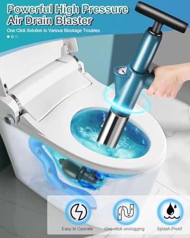 LIVEHITOP Toilet Plunger, High Pressure Air Plunger for Toilet, Toilet Clog Remover Tool with Visual Barometer, Powerful Heavy Duty Plunger for Bathroom Kitchen Floor Drain Sinks Clogged Pipe - Image 2