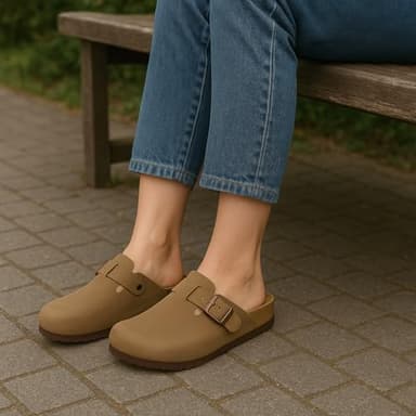 CUSHIONAIRE Hana Womens Clogs | Comfortable Vegan Suede Clogs for Women | Slip On Potato Shoes with Cork Footbed & Arch Support| BROWN 7.5 - Image 3