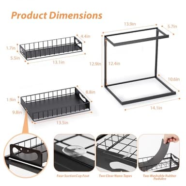 2-Tier Slide-Out Under Sink Organizer Storage Shelf with Smiley Handles, Heavy Duty Metal Slide Out Pull Out Cabinet Shelves, Rustproof Kitchen Bathroom Pantry Storage, Space Saving Design, 2 Pack - Image 3