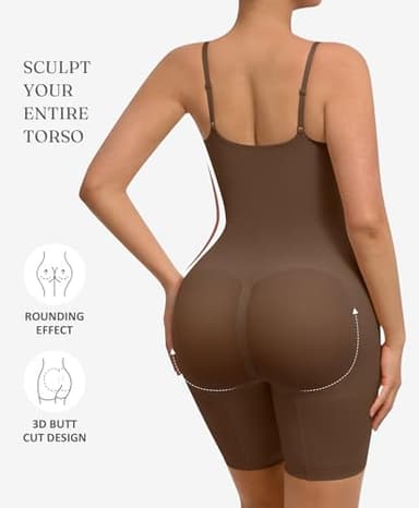FeelinGirl Hip Enhancer Shapewear Full Body Shaper for Women Tummy Control Thigh Slimmer Faja Pusset Brown 5XL/6XL - Image 2