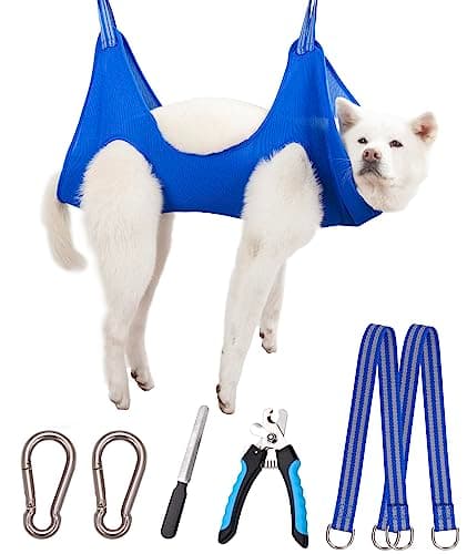 Kkiimatt Dog Pet Grooming Hammock,XL Hanging Harness for Nail Trimming, Dog Hammock for Nail Trim, Grooming Sling Holder Helper for Large Dogs, Grooming Hanger Restraint Bag with Clipper - Image 1
