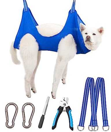 Kkiimatt Dog Pet Grooming Hammock,XL Hanging Harness for Nail Trimming, Dog Hammock for Nail Trim, Grooming Sling Holder Helper for Large Dogs, Grooming Hanger Restraint Bag with Clipper - Image 1