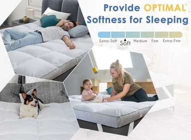 Marine Moon Twin XL Mattress Topper, Cooling Plush Bed Topper Soft Thick Pillow Top Mattress Toppers, 3 Inch Feather Down Alternative Pad Cover for College Dorm, Back Pain Relief, XL Twin 39" x 80" - Image 5