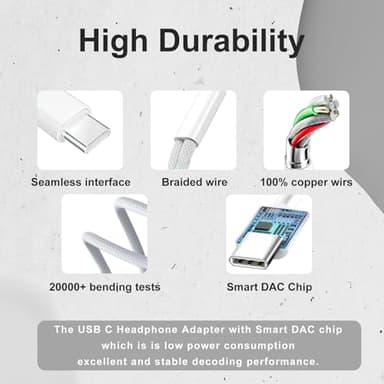 KikoSaka USB C to 3.5mm Audio Adapter 2 in 1 USBC to Headphone Jack Adapter with PD Fast Charging Dongle Cable Type C to Aux for iPhone 17 16 15, Galaxy - Image 5