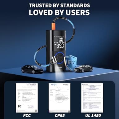 OlarHike Tire Inflator Portable Air Compressor, Smart Dual Hose System, 160PSI Auto Air Pump for Car Tires, Bike,Bicycle, Motorcycles,Electric Pump with LED Light & Digital Pressure Gauge - Image 9