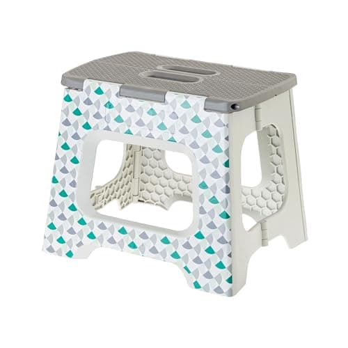 Vigar Compact Step Stool Foldable, 12-1/2-inch Step Stools for Adults up to 330 Pound, Lightweight Stool, Non-Slip Folding Step Stool, Geometric Body - Image 1