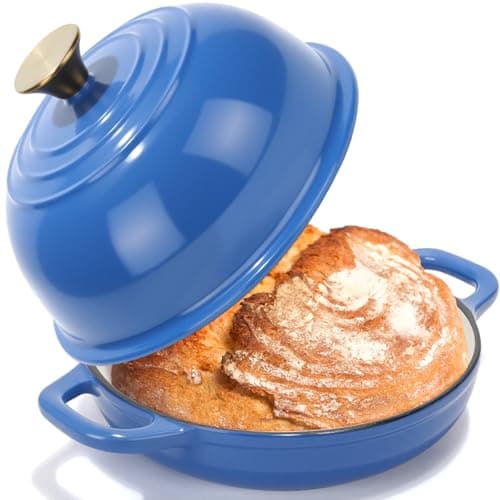 Tioncy Enameled Bread Dutch Oven with Lid for Sourdough Baking 5 Quart Round Cast Iron Dutch Oven Pot Bread Bakers for Kitchen Homemade Cookware Gifts Roasting Frying Cooking Stewing(Blue) - Image 1