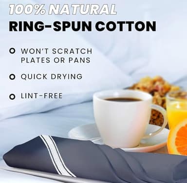 Zeppoli Classic Kitchen Towels - 15 Pack - 14" x 25" - 100% Natural Cotton Dish- Reusable Cleaning Cloths - Tea Towels - Super Absorbent - Machine Washable Hand Towels - Black Base - Image 4