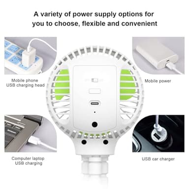 HomeLifairy Portable Stroller Fan, USB or Rechargeable Battery Operated with 3 Speeds and 360°Rotate, Cooling Clip On for Baby Crib Travel Car Seat White - Image 6