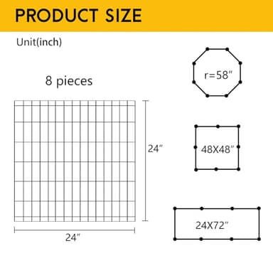 FDW 24 Inch Dog Pen 8 Panel Dog Playpen Indoor Outdoor Metal Puppy Pet Fence Portable Folding Animal Exercise Fence,Black - Image 7