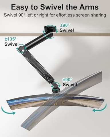MOUNT PRO Single Monitor Wall Mount for 13 to 32 Inch Computer Screens, Gas Spring Monitor Arm Holds Up to 17.6lbs, Full Motion Adjustable Wall Bracket, VESA Mount 75x75, 100x100, Black - Image 4