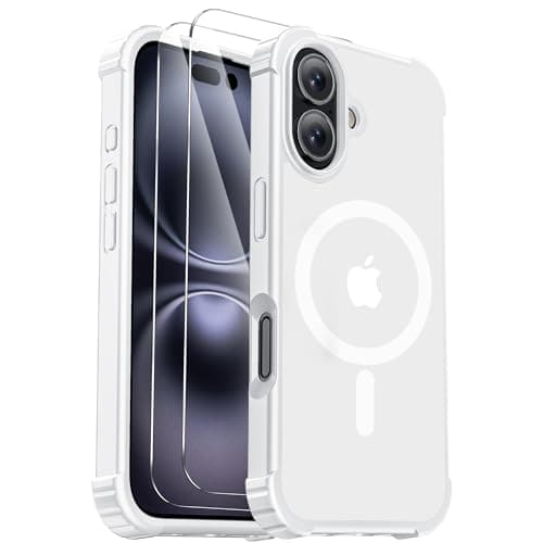 Gotubiim for iPhone 16 Case [Compatible with MagSafe] [2X Screen Protectors] [Military Grade Drop Tested] Heavy Duty Magnetic Phone Case for iPhone 16 6.1",White