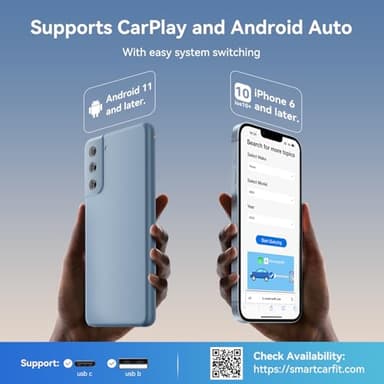 Wireless CarPlay Adapter for iPhone, 2 in 1 CarPlay and Android Auto Converts Factory Wired to Wireless, Plug and Play Car Play Adapter with Stable Control and No Delay - Image 6