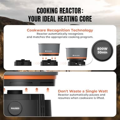 Stoke Voltaics Nomad Cooking System with Bag, Electric Camping Stove 200-1000W with Pan & Pot, 120V Portable Outdoor Cooking Gear Set, Windproof Cookware for RV, EV, Overland, Vanlife, Car Camping - Image 4