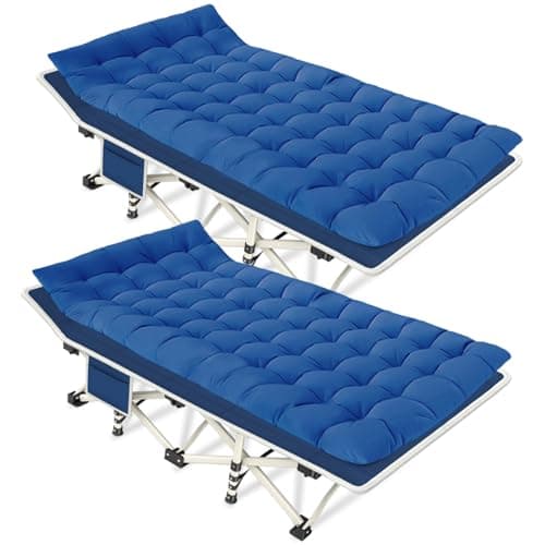 COLMERD Camping Cot 2 Pack with Comfortable Mattress Cots for Sleeping with Pad Heavy Duty Camping Bed 2 Person Sleeping Cot Include Carry Bag Camping Cots for Adults Vacation Outdoor - Image 1