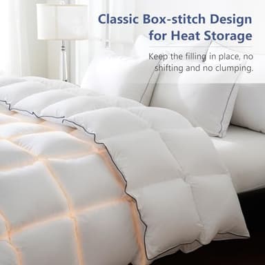DOWNCOOL Feather Comforter King Size, White Fluffy Duvet Insert King with Ultra Soft 100% Cotton Cover, All Season Luxurious Hotel Bed Comforter with Corner Tabs, 106"x90" - Image 5
